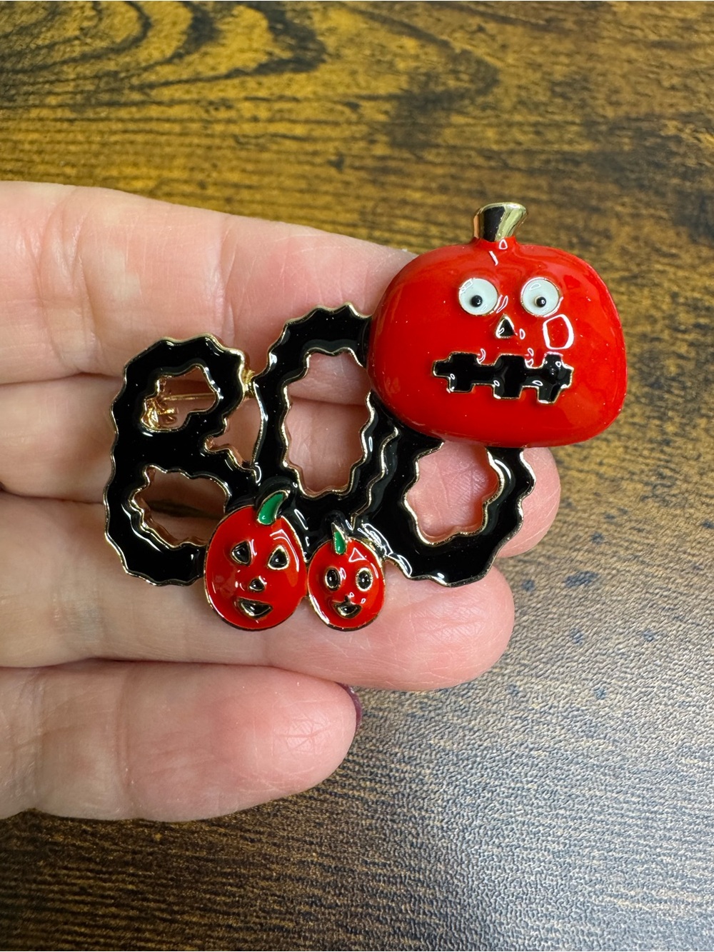 4/$20 Red Pumpkin 'Boo' Halloween Pin